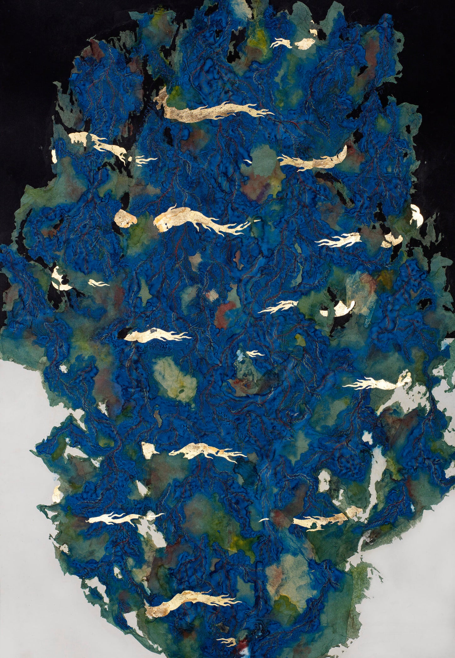 Heavenly Chaos - III, Abstract Painting by Ramsha Haider, Mixed Media on Wasli, 39 x 58 inches