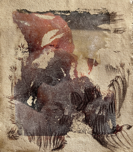 Urdnay Chugnay May Din Guzara, Pohnchu Kis Tarah Ashiyan Tak, Painting by Aleezah Qayyum, Mixed Media on Canvas, 5 x 6 inches