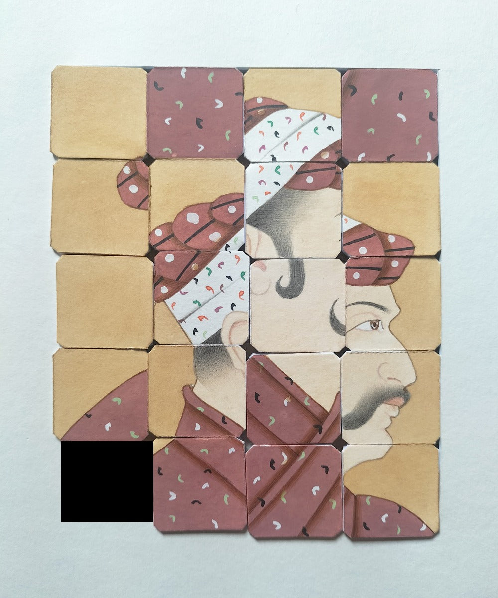 Untitled, Portrait Painting by Amjad Ali Talpur, Gouache on Wasli, 5 x 6 inches.