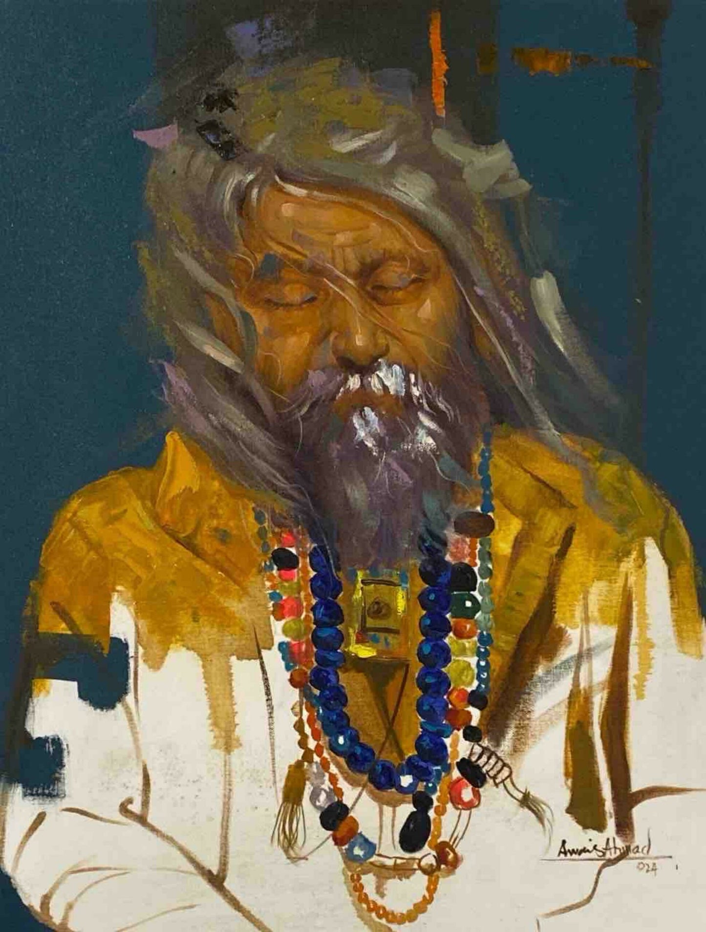 Untitled, Portrait Painting by Awais Ahmed, Oil on Canvas, 18 x 24 inches.