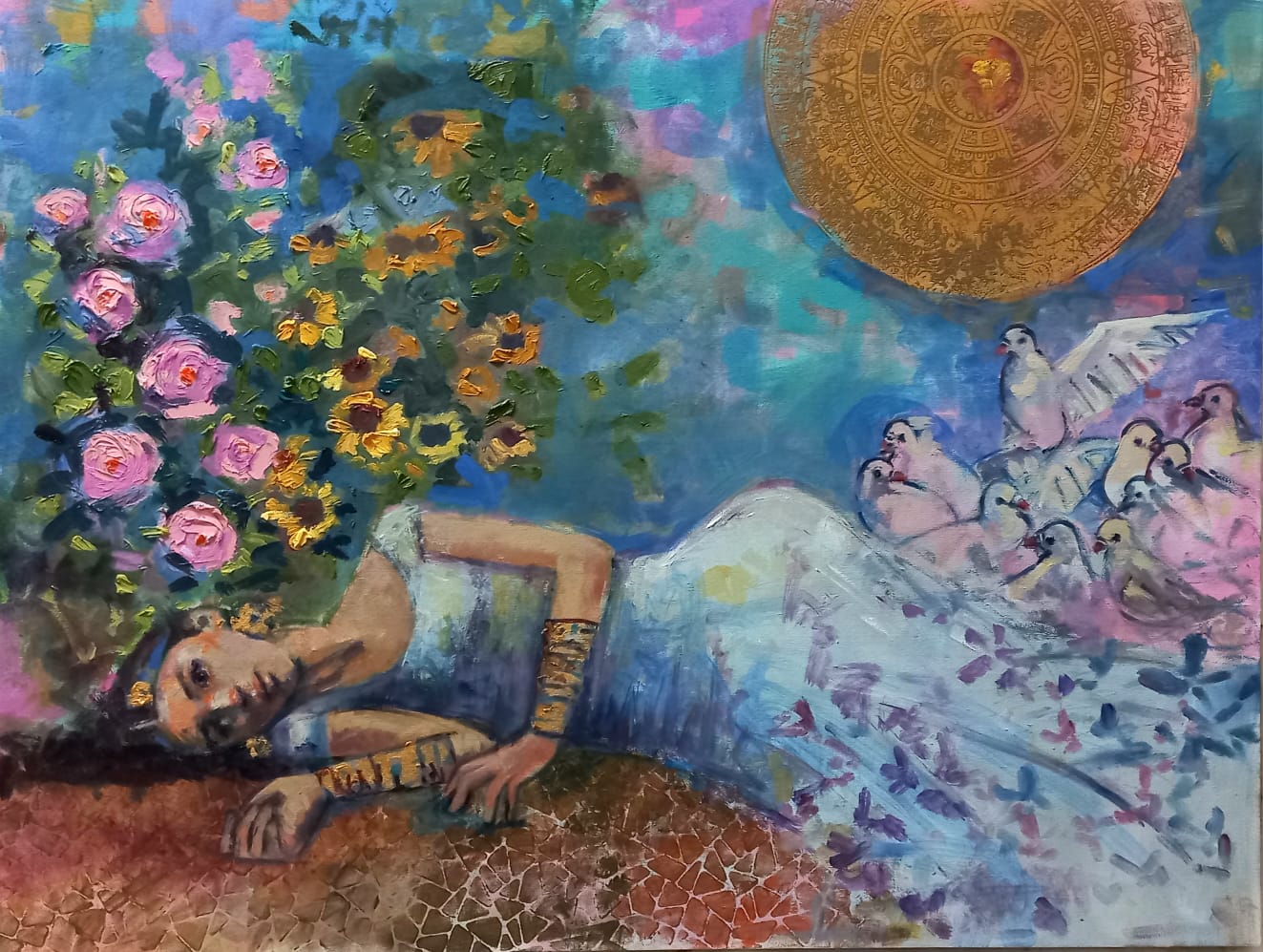 Untitled, Figurative Painting by Tayyaba Aziz, Acrylic on Canvas, 34 x 26 inches