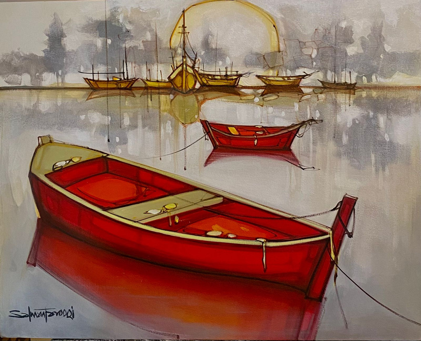 Untitled, Seascape Painting by Salman Farooqi, Acrylic on Canvas, 24 x 30 inches