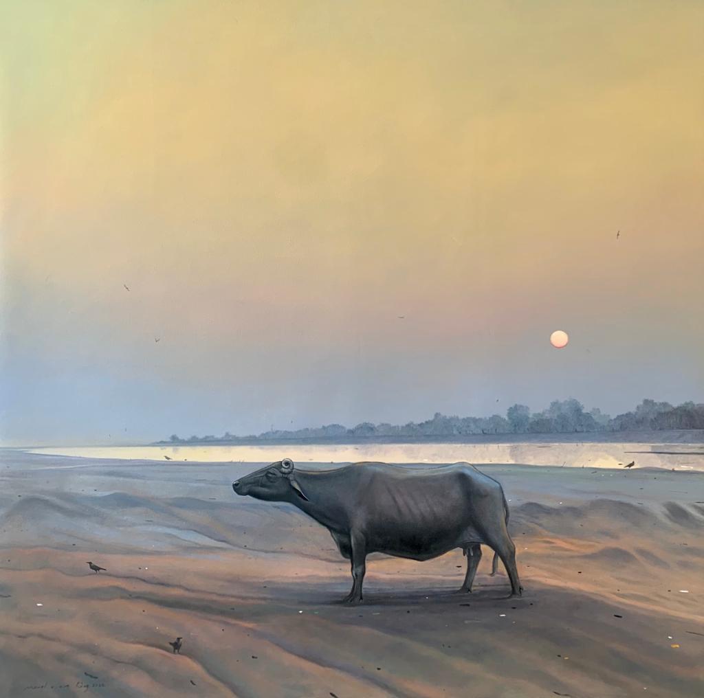 Untitled, Landscape Painting by Mughees Riaz, Oil on Canvas, 44 x 44 inches.