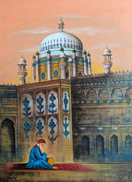 Shrine of Khawaja Ghulam Farid, Cityscape Painting by S.A Noory, Acrylic on Canvas, 18 x 24 inches