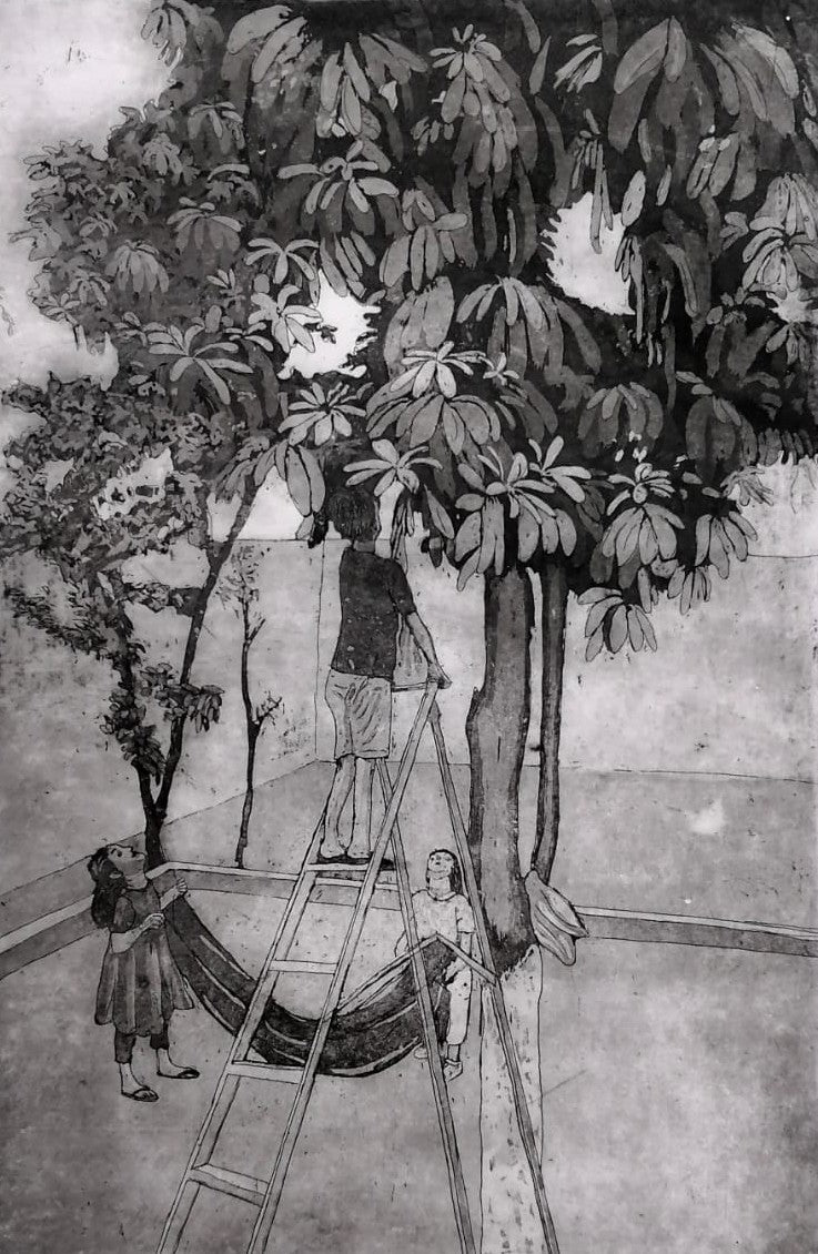 Untitled, Figurative Print by Mahnoor Shahzadi, Line Etching and Aquatint on Paper, 9 x 13.5 inches