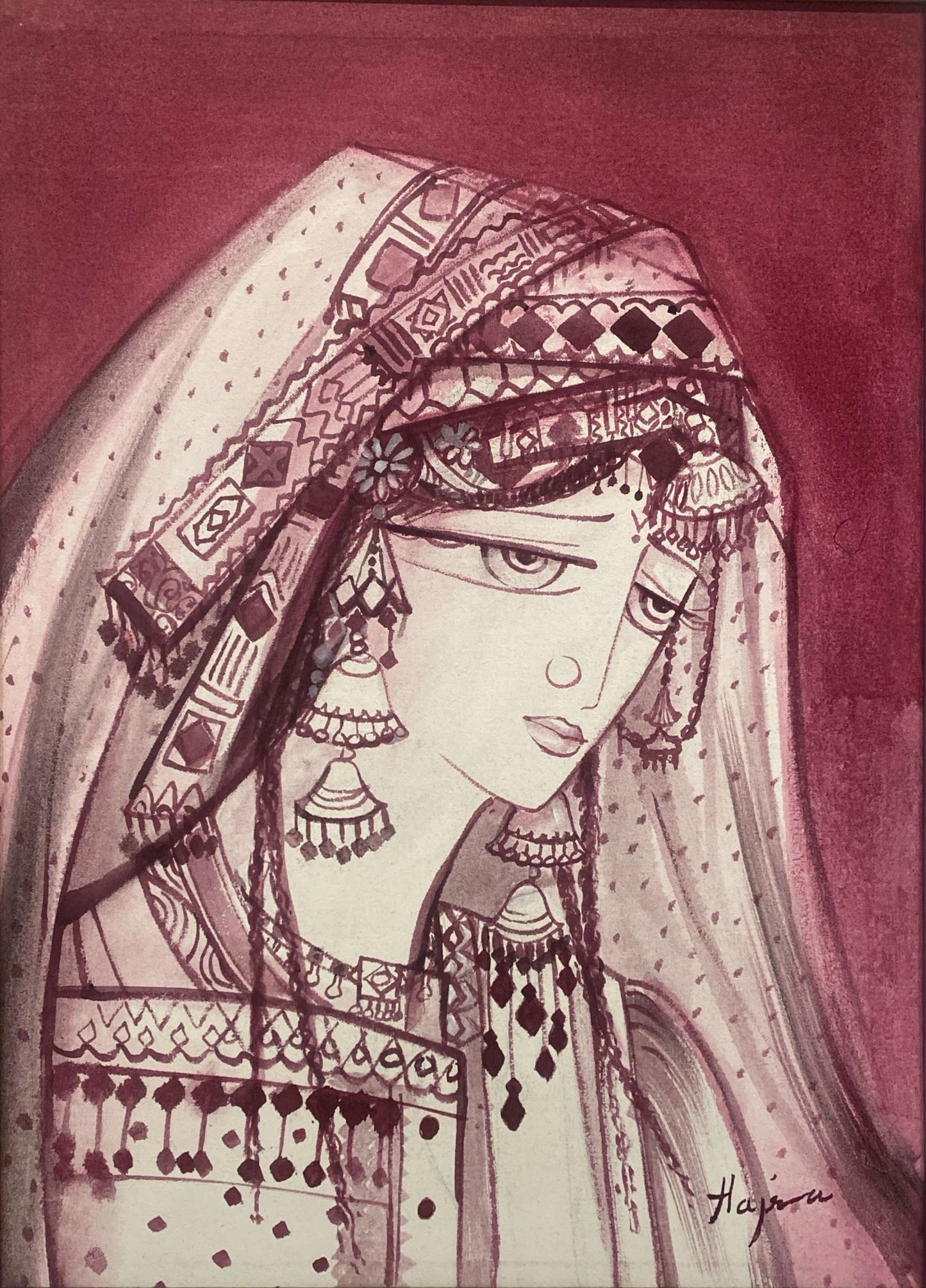 Untitled, Portrait Painting by Hajra Mansoor, Acrylic on Canvas, 17 x 21 inches