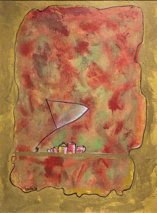 Untitled, Abstract Painting by Irshad Salim, Crayon on Board, 16 x 19.5 inches
