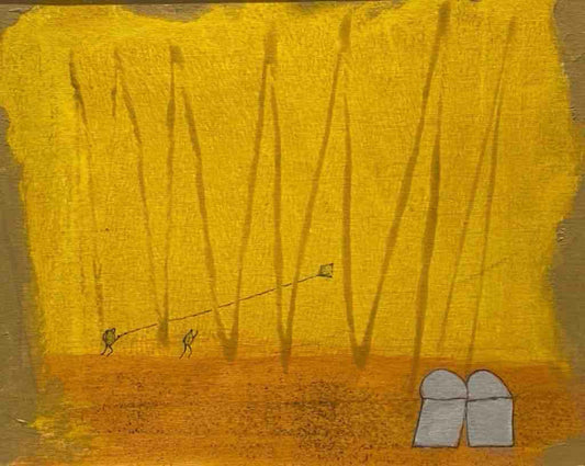 Untitled, Abstract Painting by Irshad Salim, Crayon on Board, 14 x 11 inches