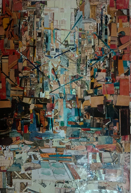 Gali, Cityscape Painting by Anila Zulfiqar, Montage on paper, 9 x 14 inches