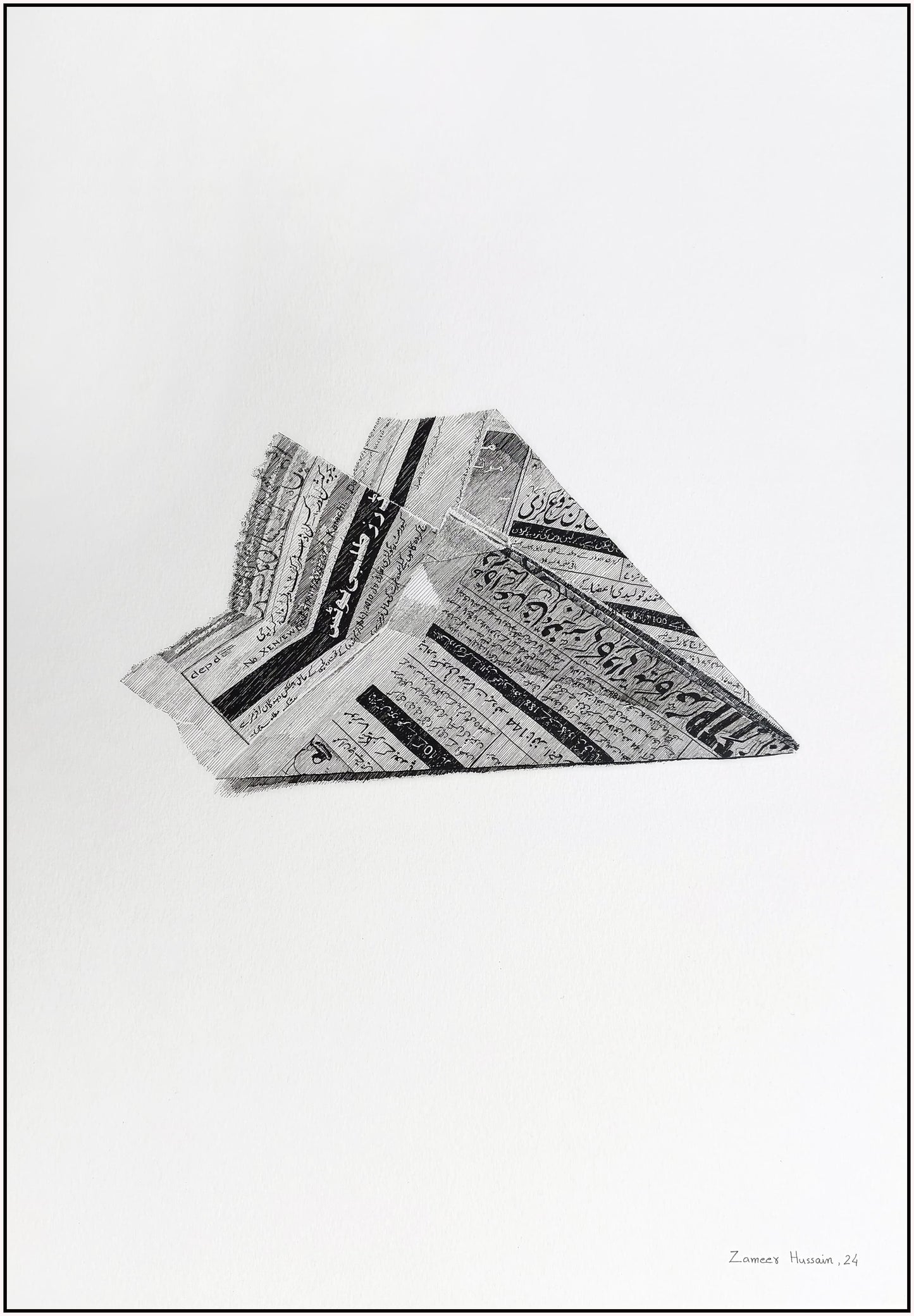 Untitled, Still Life Drawing by Zameer Hussain, Pen on Paper, 14 x 20 inches