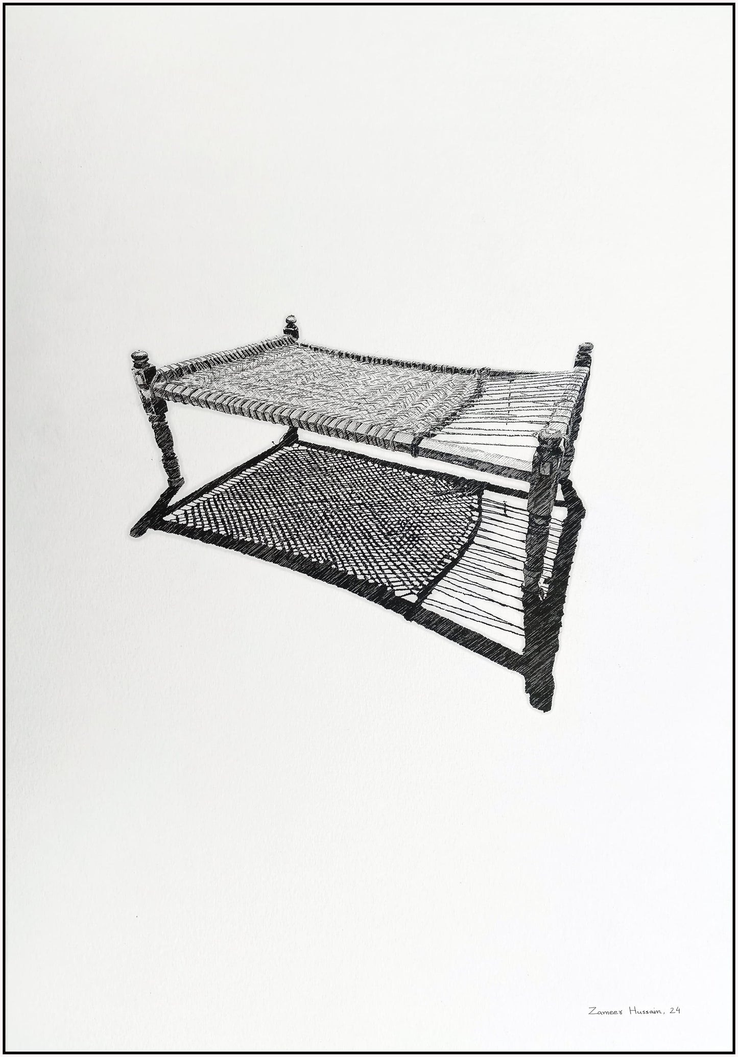 Untitled, Still Life Drawing by Zameer Hussain, Pen on Paper, 14 x 20 inches