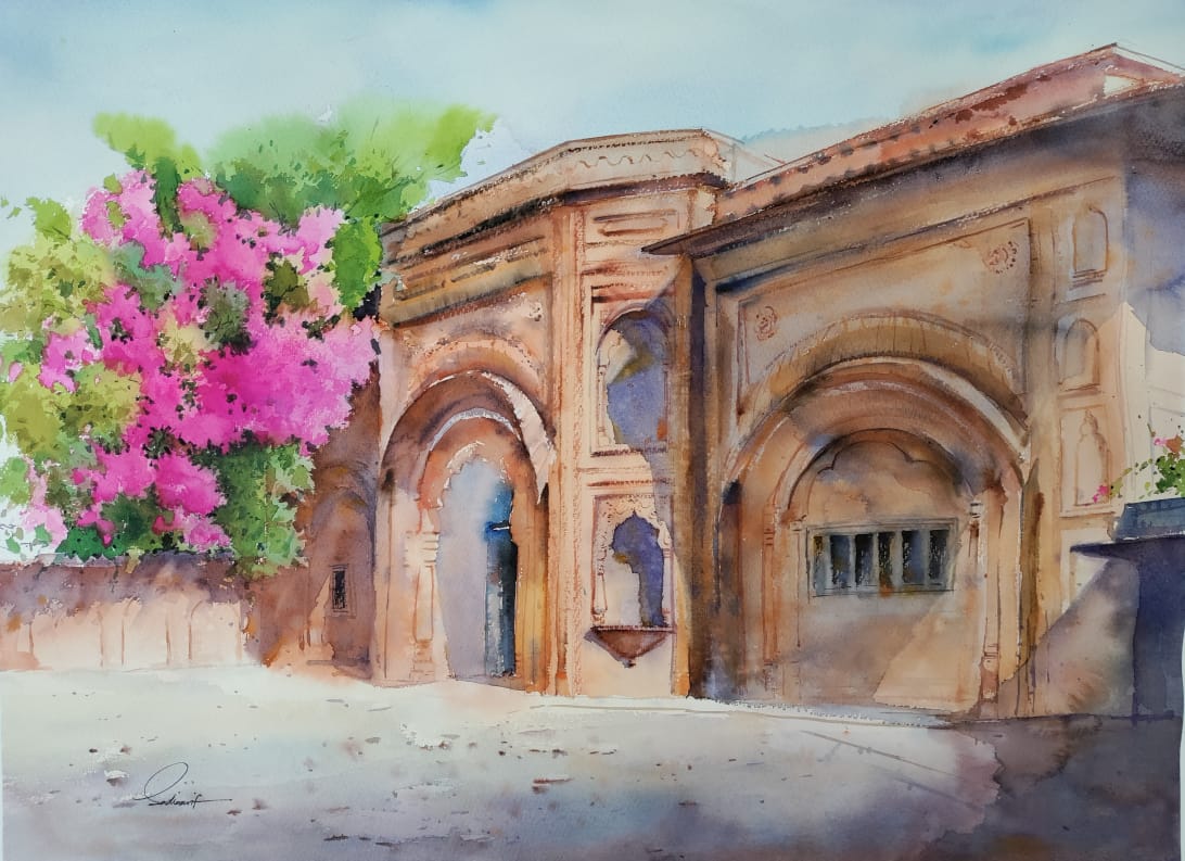 Untitled, Cityscape Painting by Sadia Arif, Watercolor on Paper, 29 x 21 inches
