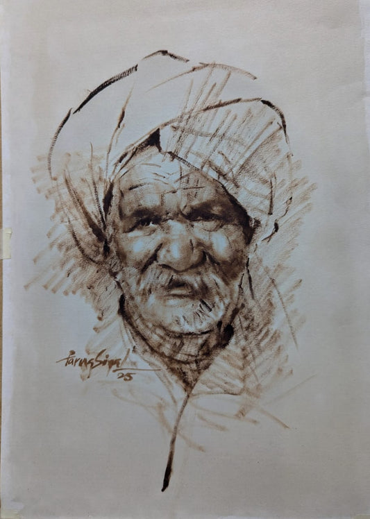 Untitled, Portrait Painting by Faruq Siyal, Oil on Paper, 11 x 16 inches