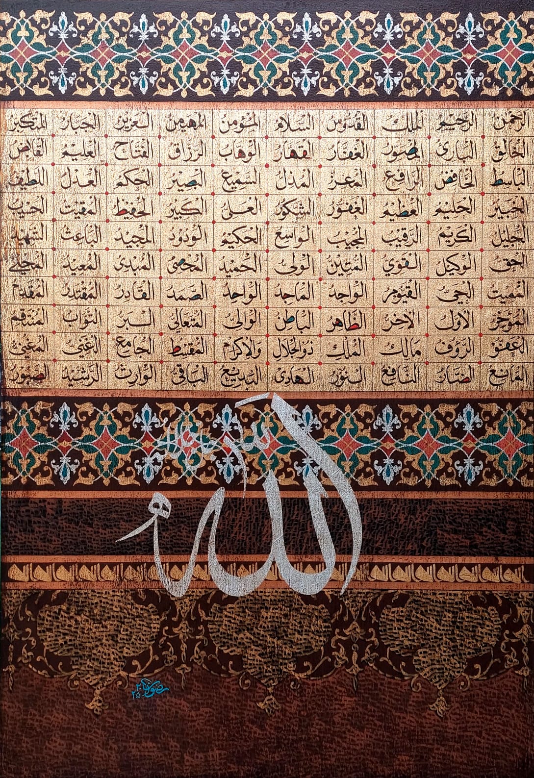 Untitled, Calligraphy Painting by Syed Rizwan, Mixed Media on Canvas, 30 x 42 inches