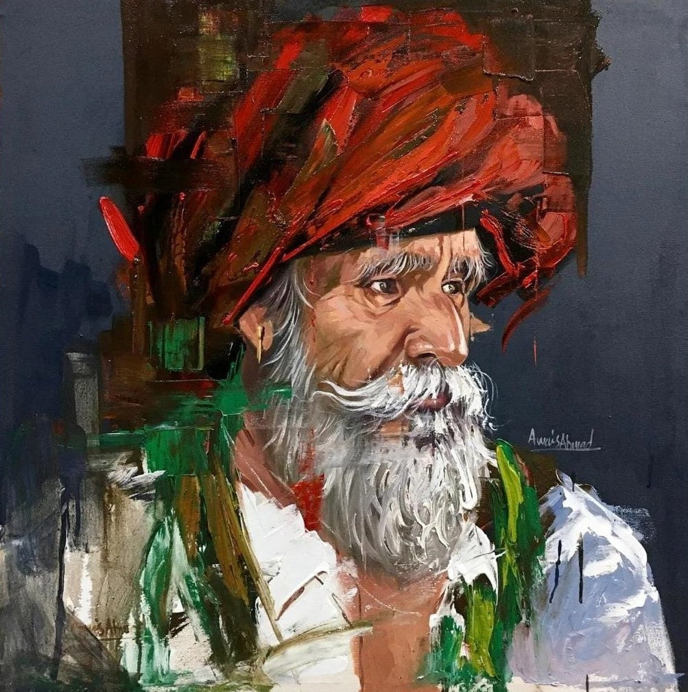 Untitled, Portrait Painting by Awais Ahmed, Oil on Canvas, 30 x 30 inches
