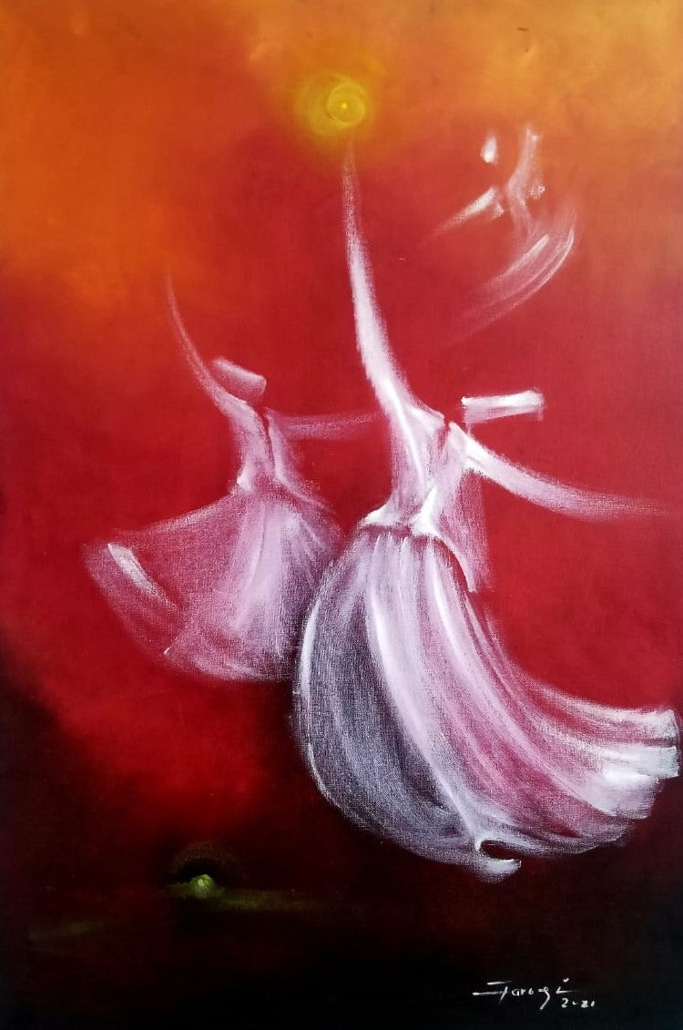 Untitled, figurative Painting by Shafique Farooqi, Oil on Canvas, 24 x 36 Inches