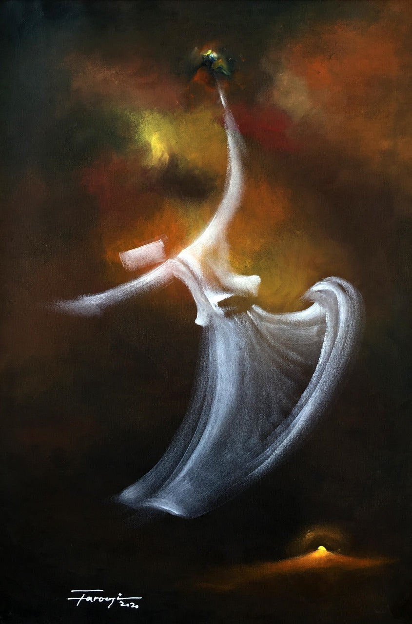 Untitled, Figurative Painting by Shafique Farooqi, Oil on Canvas, 24 x 36 Inches