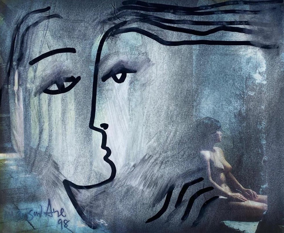 Untitled, Figurative Painting by Mansur Aye, Mixed Media on Paper, 7.5 x 9.5 inches