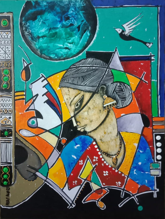 Untitled, Figurative Painting by Nisar Ahmad, Acrylic on Canvas, 18 x 24 inches