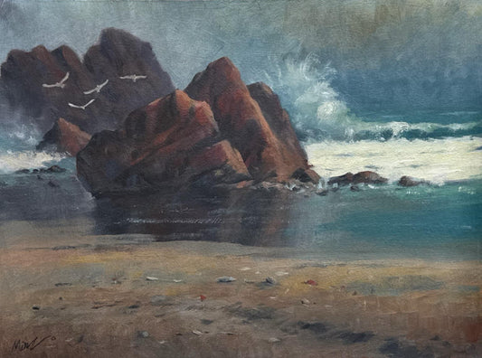 Untitled, Seascape Painting by Mirza Matloob Baig, Oil on Canvas, 23 X 17 inches