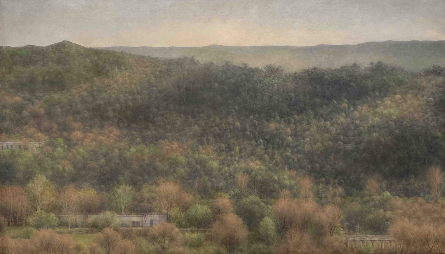 Untitled, Landscape Painting by Shahla Rafi, Oil on Canvas, 35 x 20 inches