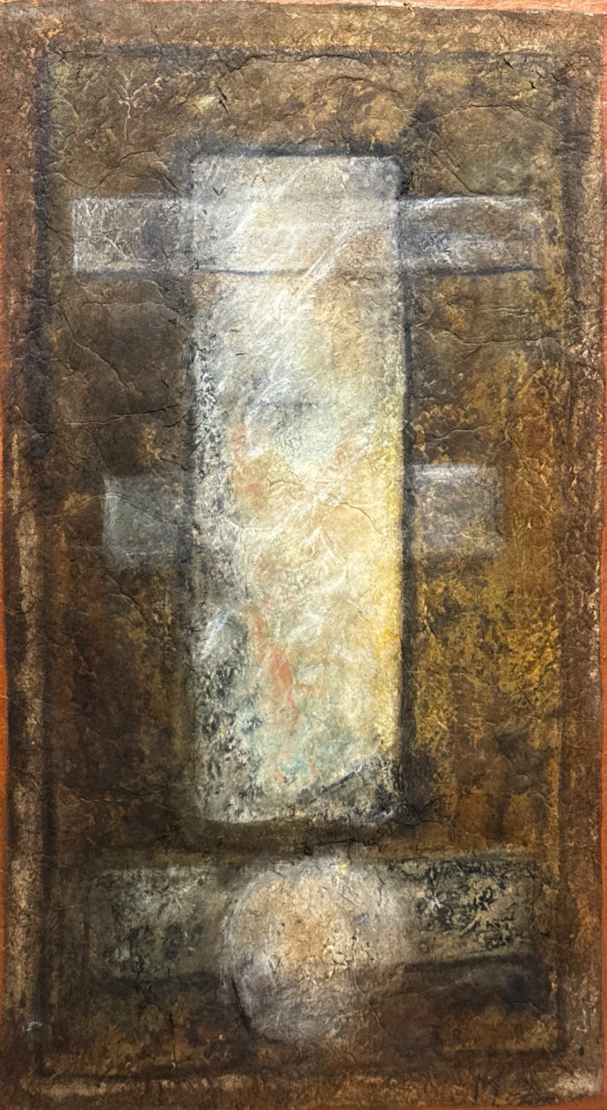 Untitled, Abstract Painting by Mobina Zuberi, Oil on Hand Made Nepalese Paper, 21.5 x 30 inches