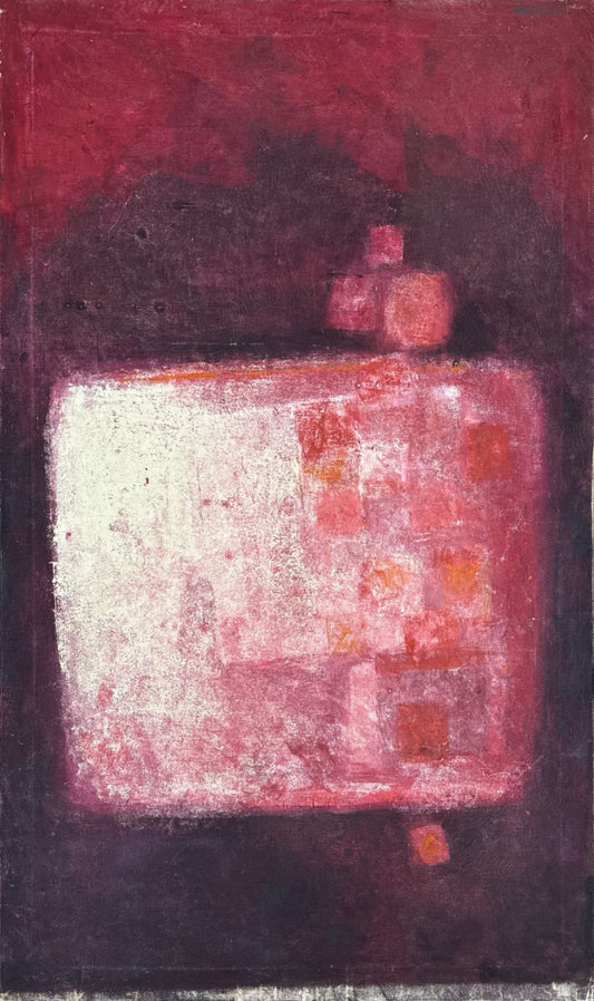 (PRICE ON REQUEST) "Composition  - II", Abstract Painting by Maqsood Ali - 1971, Oil on Canvas, 29.8 x 47.8 inches
