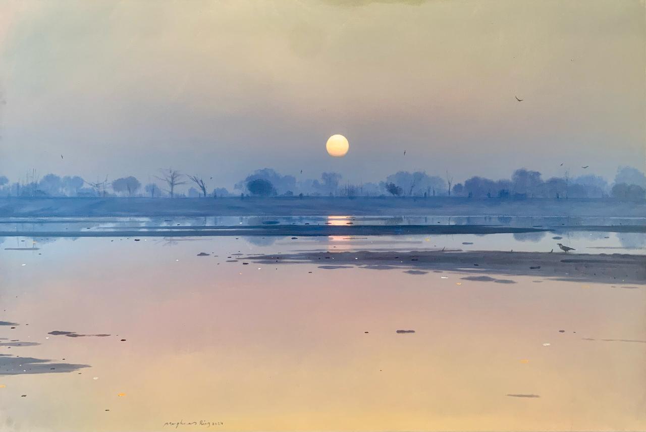 Untitled, Landscape Painting by Mughees Riaz, Oil on Canvas, 36 x 24 inches