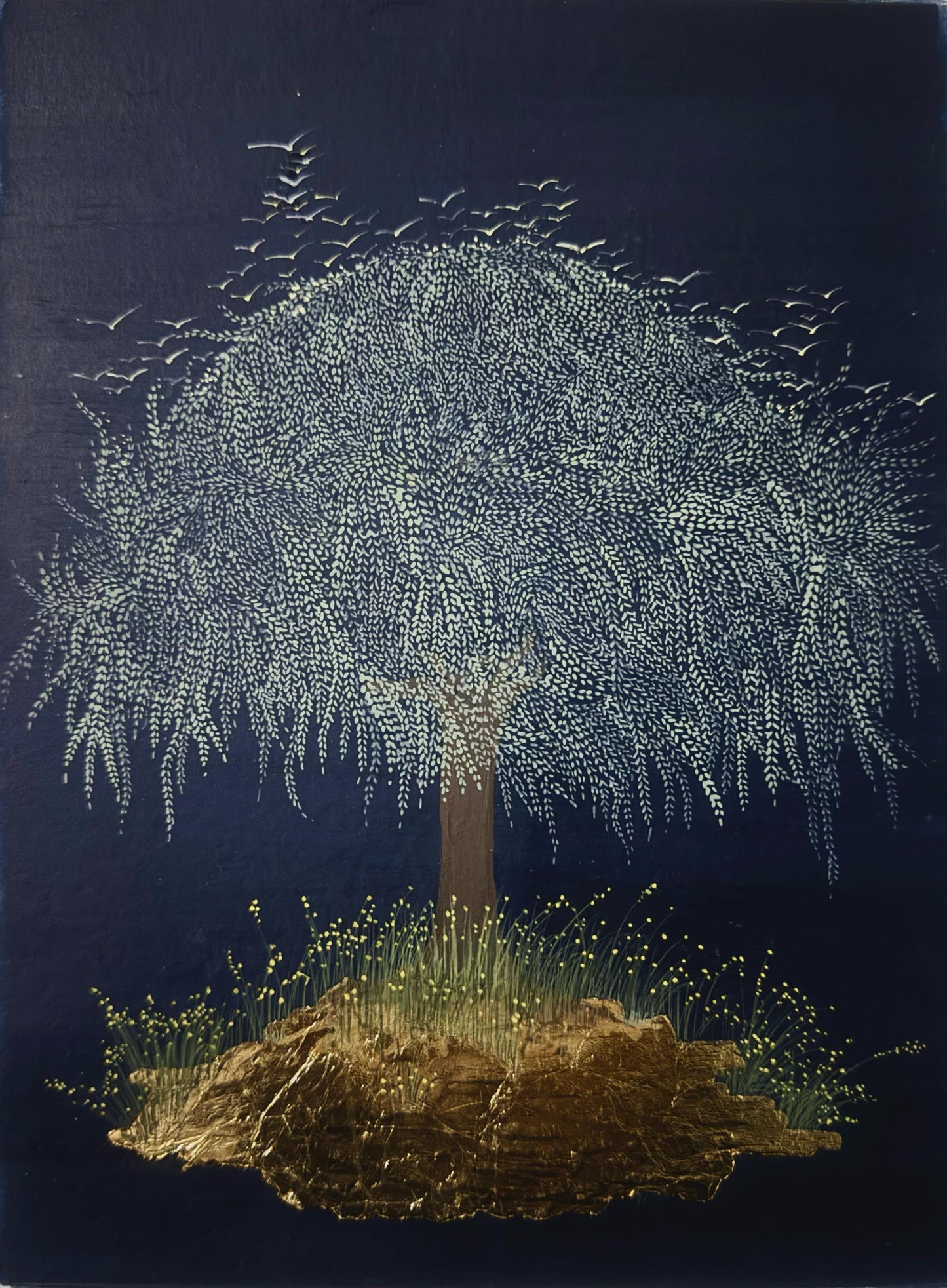 Resting, Landscape Painting by Maheen Elahi, Gouache on Wasli, 6 x 8 inches