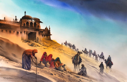 Untitled, Landscape Painting by Sarfraz Musawir, Watercolor on Paper, 36 x 24 inches
