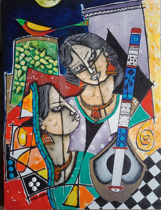 Untitled, Figurative Painting by Nisar Ahmad, Acrylic on Canvas, 18 x 24 inches
