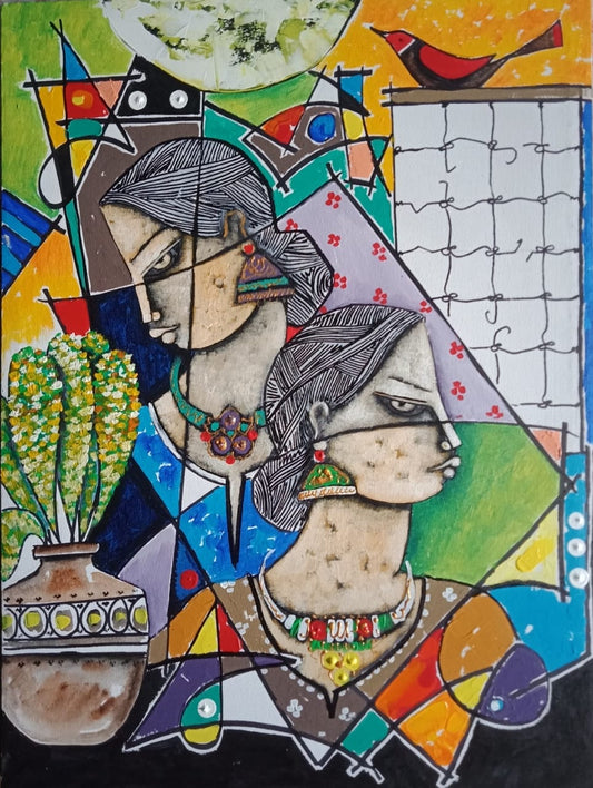 Untitled, Figurative Painting by Nisar Ahmad, Acrylic on Canvas, 18 x 24 inches