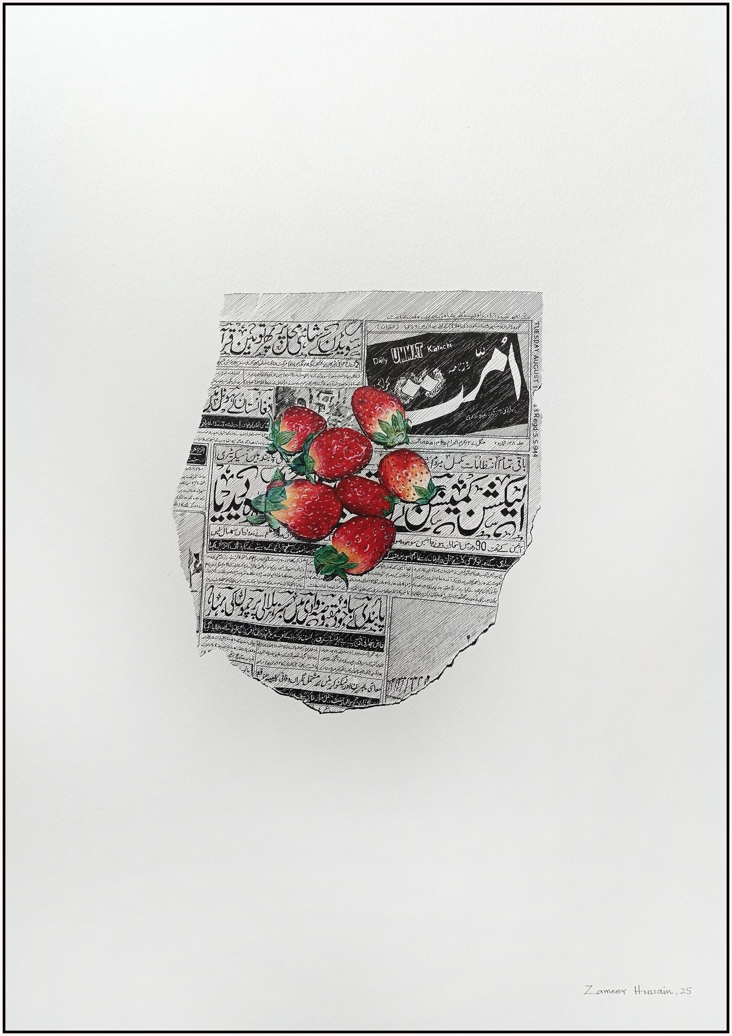 Untitled, Still Life Drawing by Zameer Hussain, Pen on Paper, 14 x 20 inches