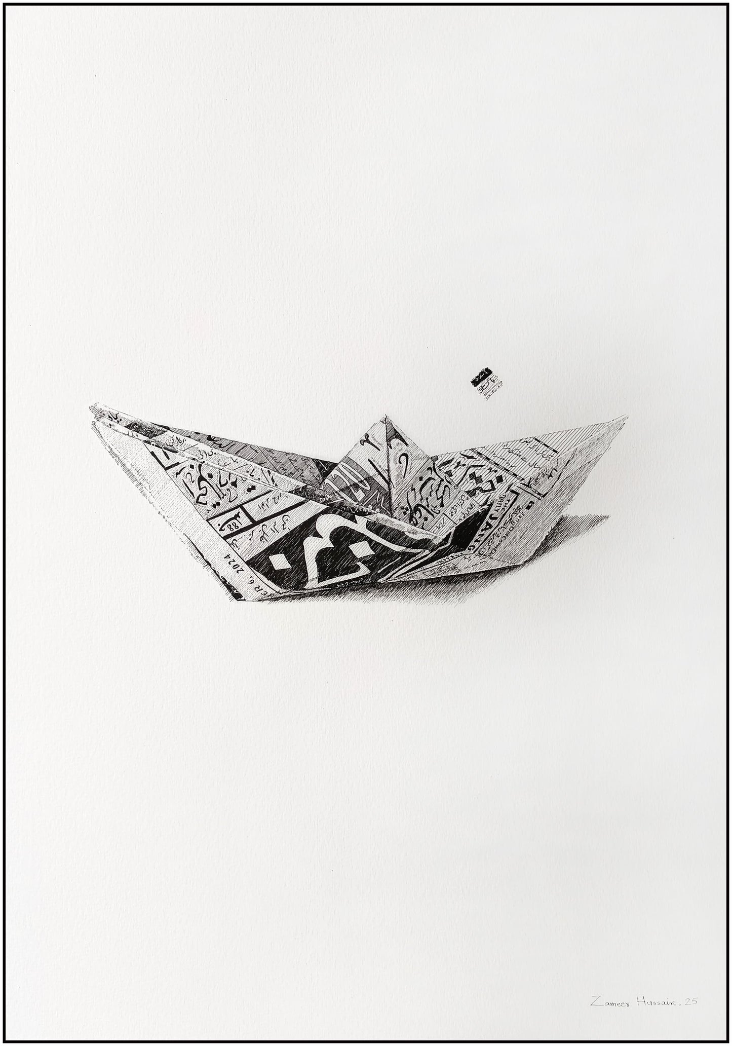 Untitled, Still Life Drawing by Zameer Hussain, Pen on Paper, 14 x 20 inches