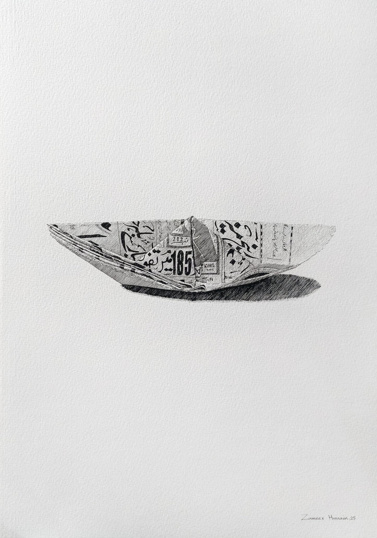 Untitled, Still Life Drawing by Zameer Hussain, Pen on Paper, 14 x 20 inches