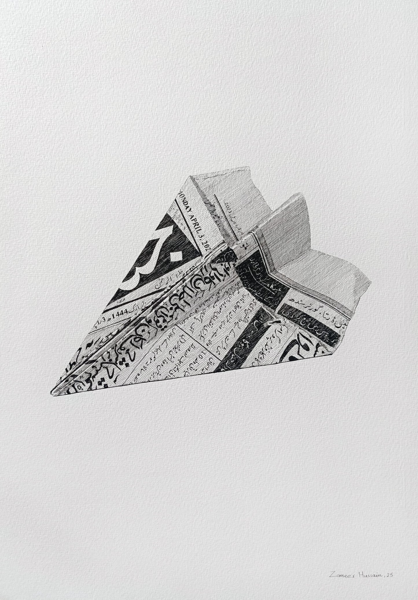Untitled, Still Life Drawing by Zameer Hussain, Pen on Paper, 14 x 20 inches