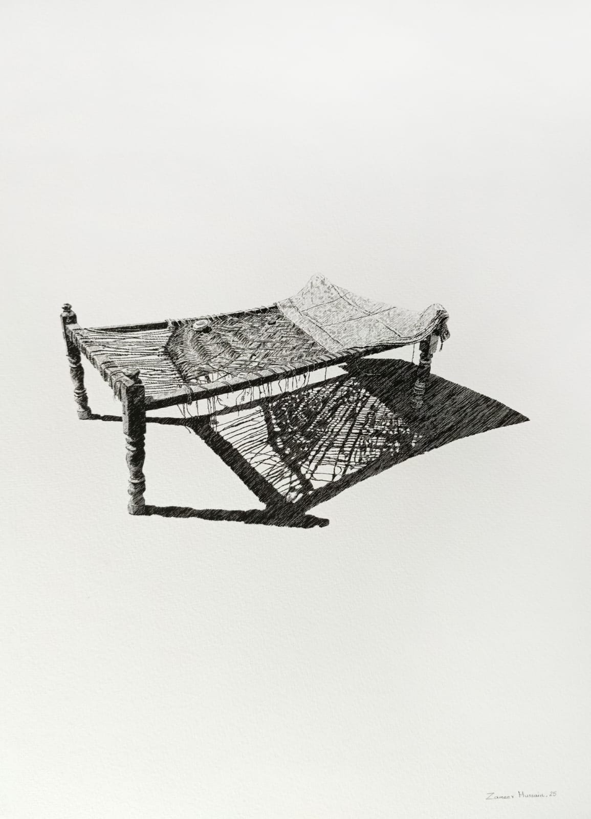 Untitled, Still Life Drawing by Zameer Hussain, Pen on Paper, 15.5 x 21.5 inches