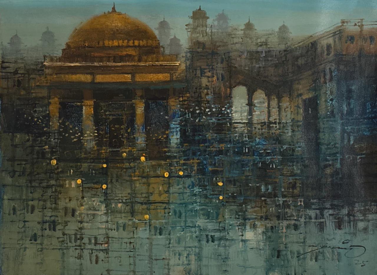 Untitled, Cityscape Painting by A. Q. Arif, Oil on Canvas, 28 x 22 inches