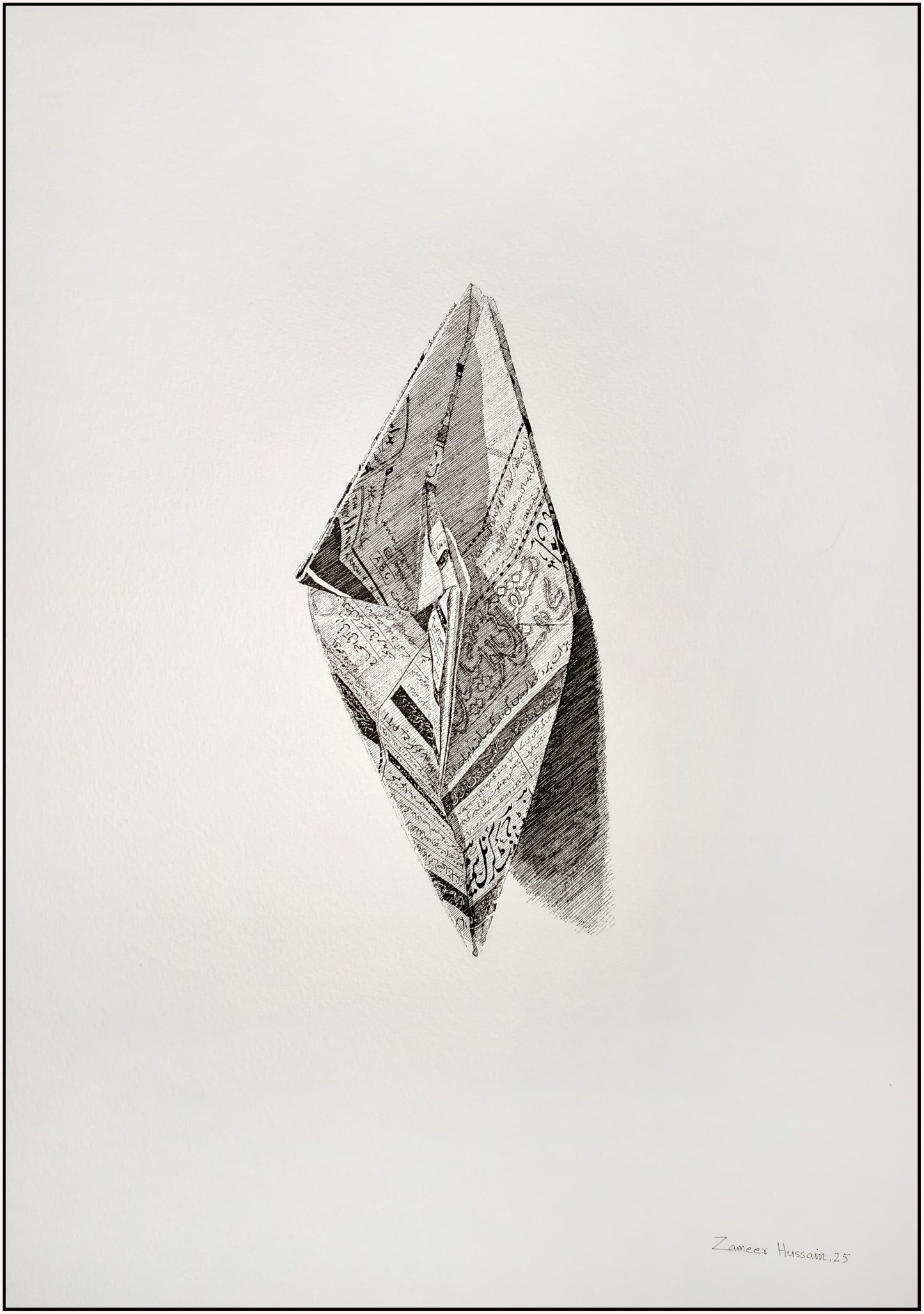 Untitled, Still Life Drawing by Zameer Hussain, Pen on Paper, 14 x 20 inches