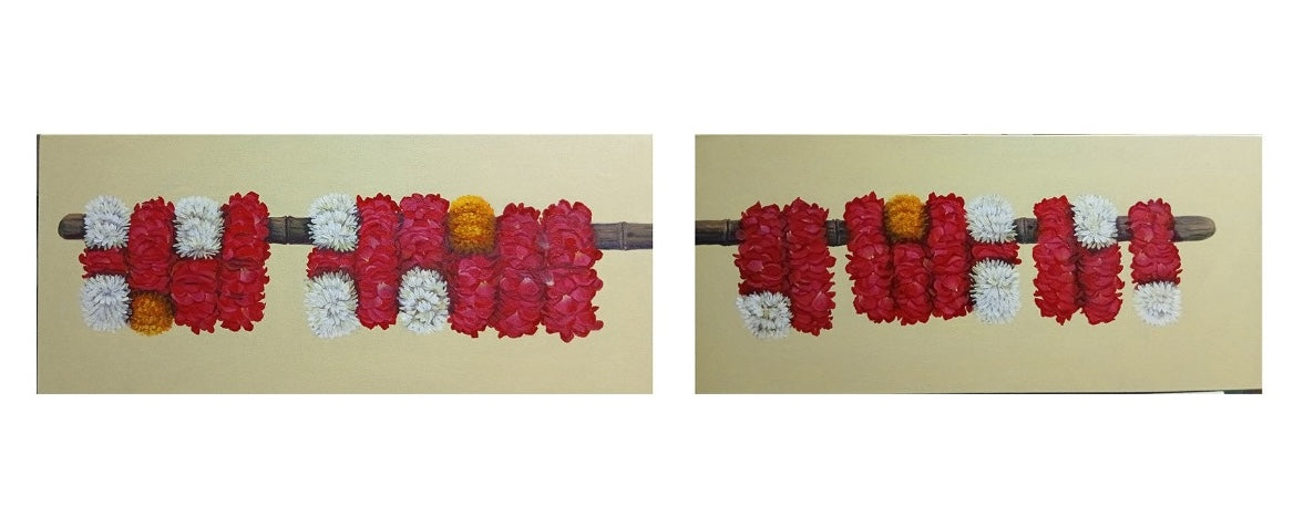 Untitled, Still Life Painting by Asif Hussain, Oil on Canvas, 50 x 11 inches (Diptych)