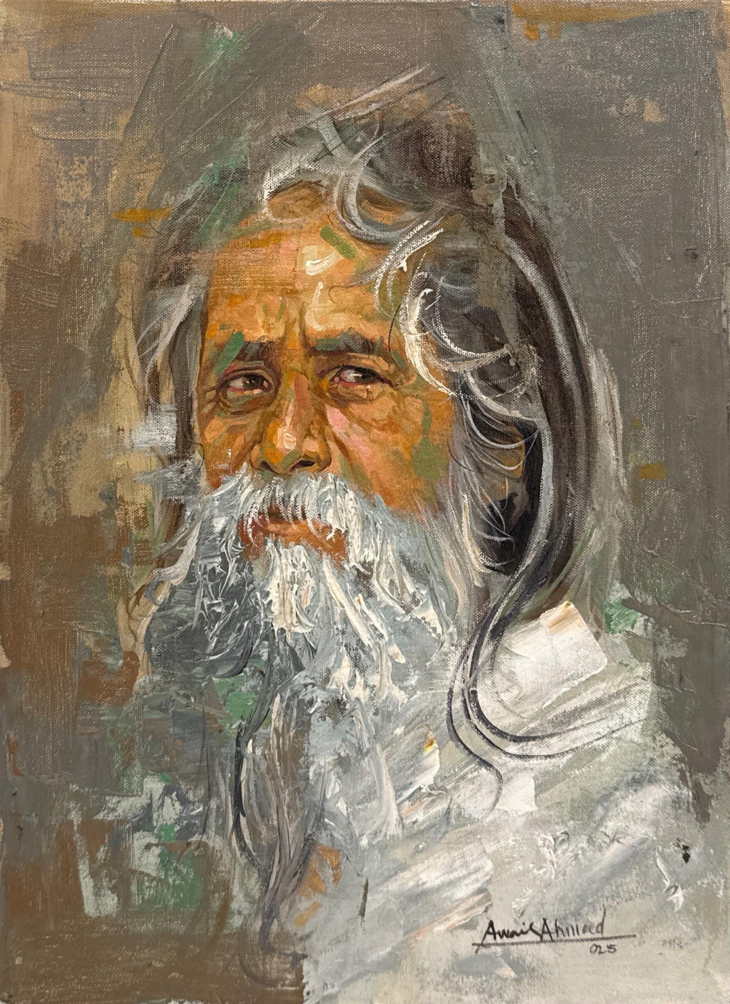 Untitled, Figurative Painting by Awais Ahmed, Oil on Canvas, 14 x 18 inches