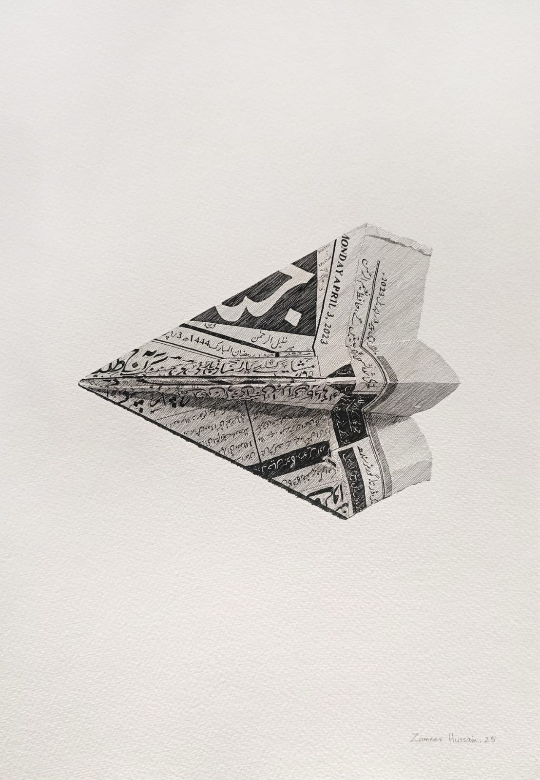 Untitled, Still Life Drawing by Zameer Hussain, Pen on Paper, 14 x 20 inches