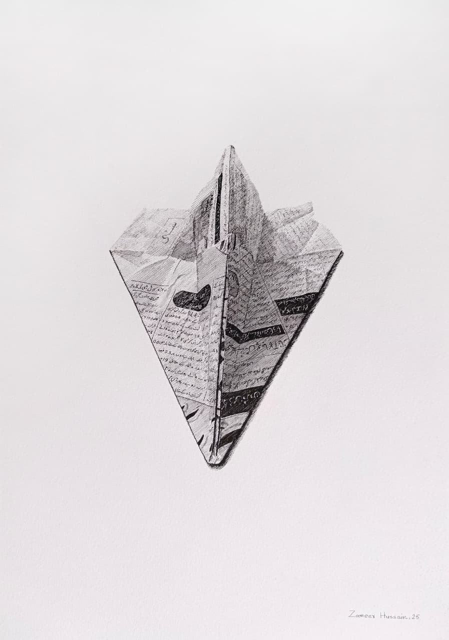 Untitled, Still Life Drawing by Zameer Hussain, Pen on Paper, 14 x 20 inches