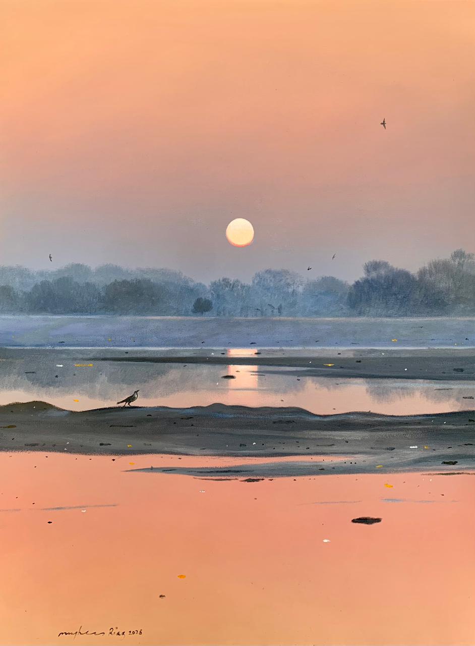 Untitled, Landscape Painting by Mughees Riaz, Oil on Canvas, 18 x 24 inches