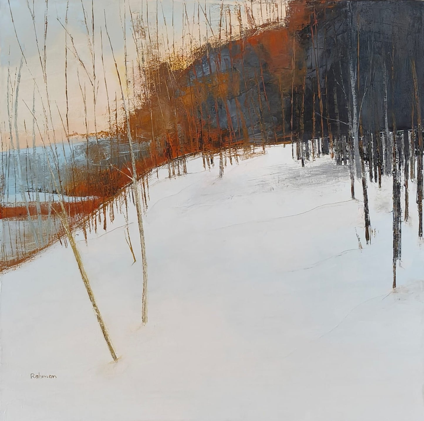 Northern Solitude, Abstract Painting by Abdur Rahman, Oil on Canvas, 30 x 30 inches