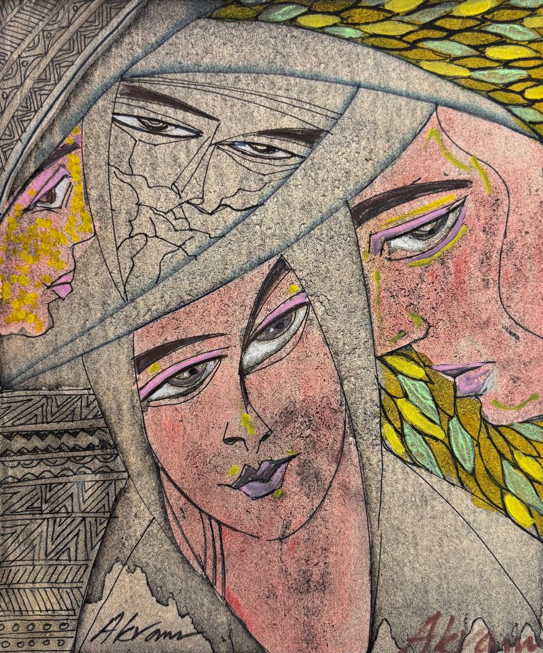 Untitled, Painting by Akram Dost, Mixed Media on Paper, 8.9 x 10.5 inches
