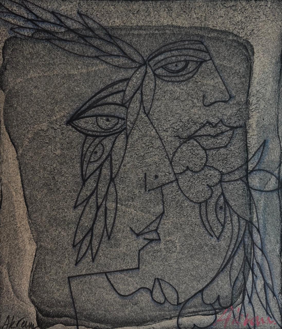 Untitled, Painting by Akram Dost, Mixed Media on Paper, 9 x 10.5 inches