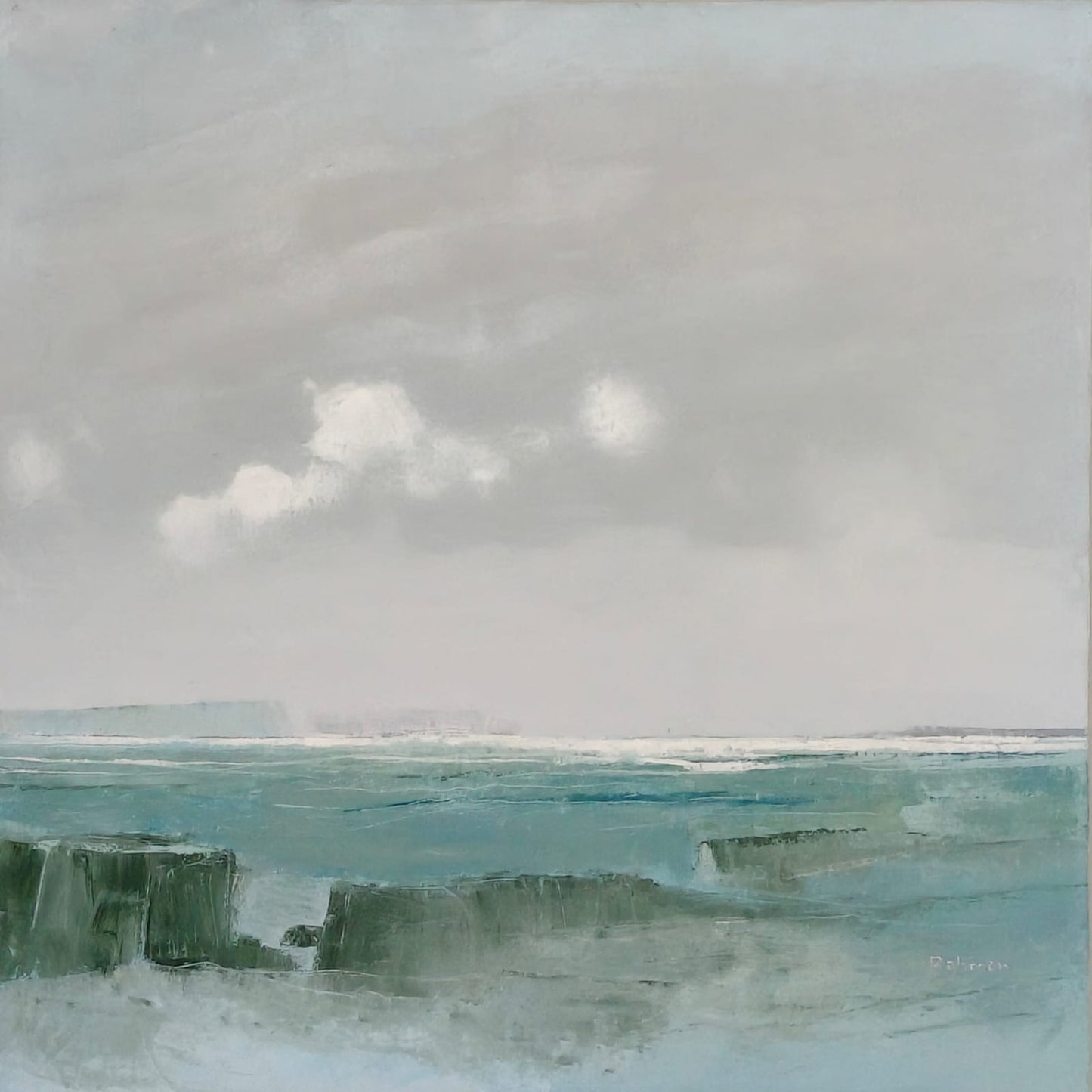 Grey Day, Abstract Painting by Abdur Rahman, Oil on Canvas, 24 x 24 Inches