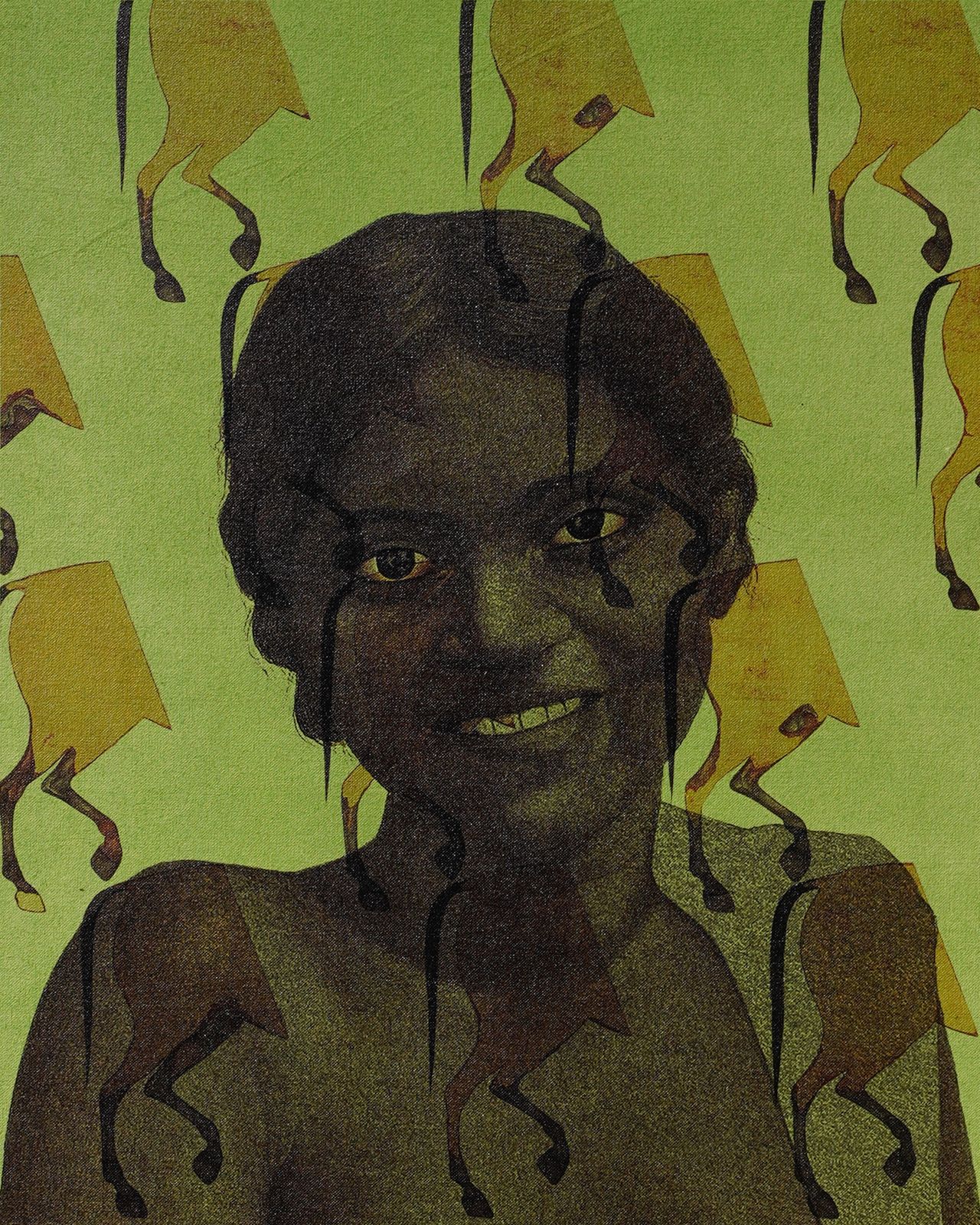 Tasveer-II, Portrait Painting by Muhammad Zeeshan, Acrylic & UV Print on Canvas, 16 x 20 inches