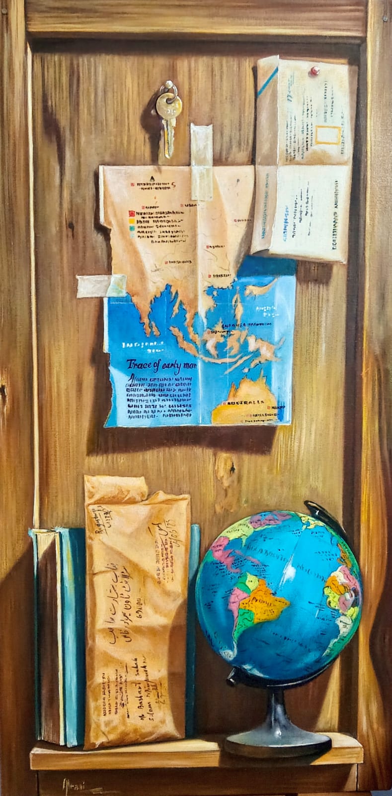 Untitled, Still Life Painting by Ahmed Alraai, Oil on Canvas, 16 x 32 Inches